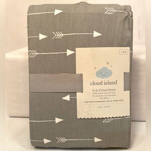 Cloud Island Gray Crib Fitted Sheet